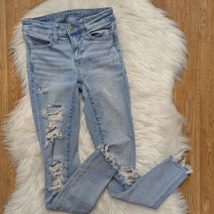 American Eagle Jegging Distressed Light Wash